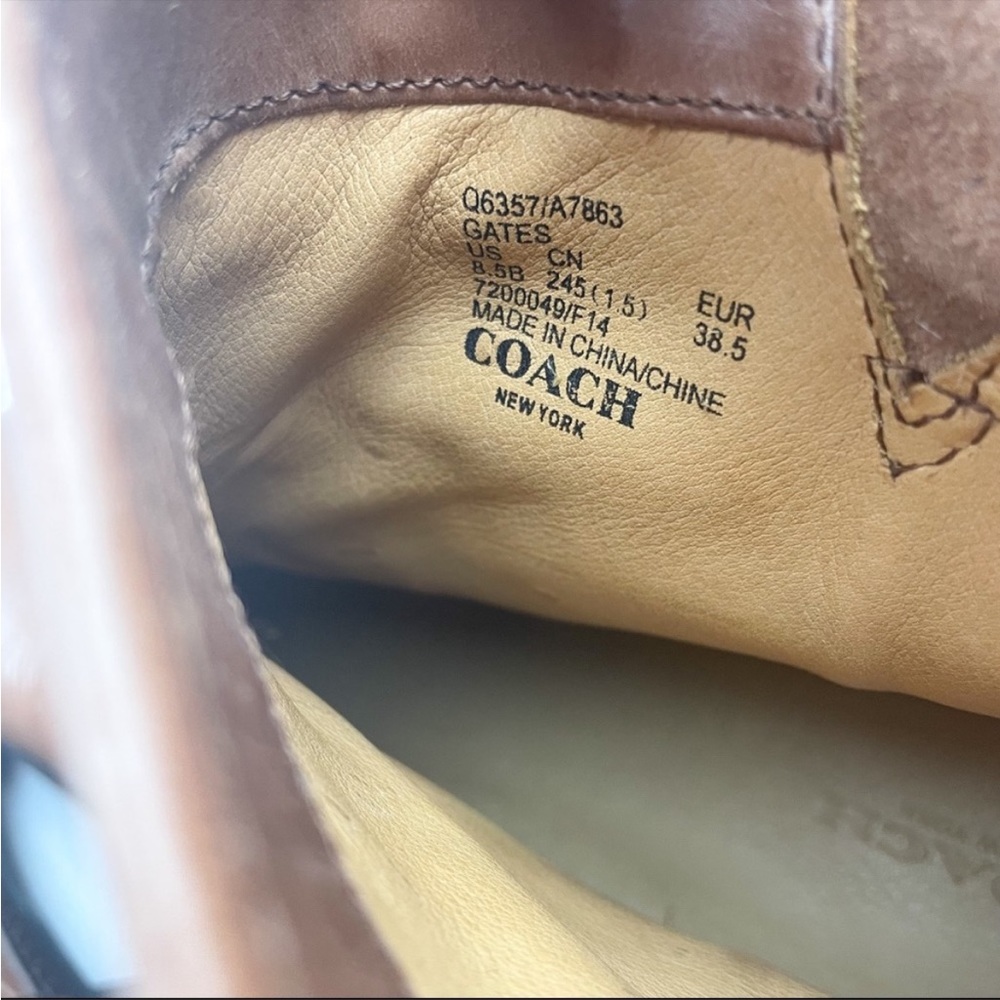 COACH Gates Leather Studded Calf Boots Brown Buckle Size 8.5 - Picture 8 of 10